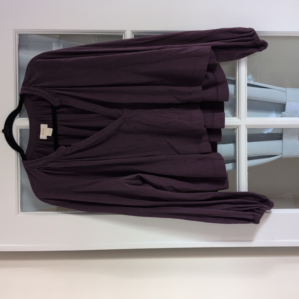 Maeve eggplant long sleeve blouse W XL